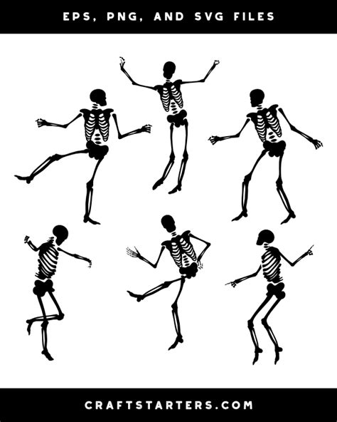 Dancing Skeleton Silhouette Clip Art