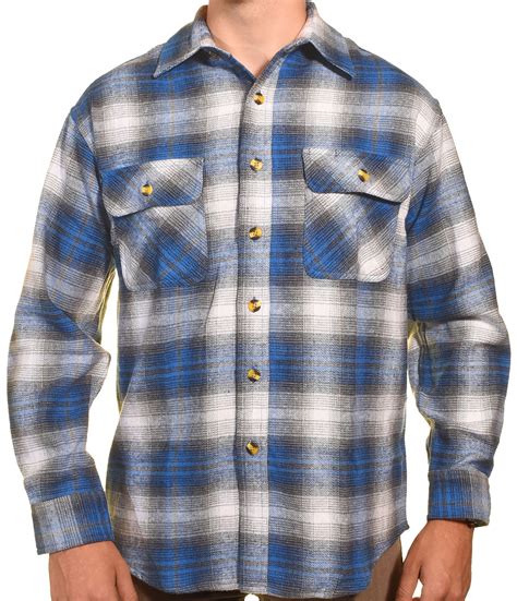 Sports Afield - Mens Heavy Duty Flannel Shirt (Highland Blue, Large ...