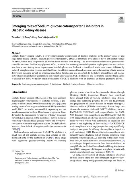 Emerging roles of Sodium-glucose cotransporter 2 inhibitors in Diabetic kidney disease