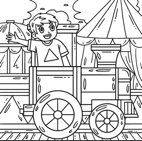 Circus Child in Train Coloring Page for Kids 34328724 Vector Art at ...