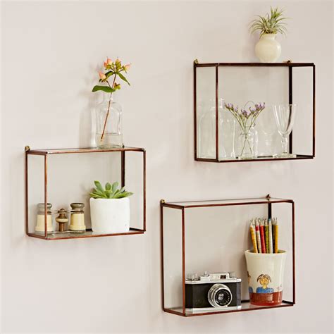 Hanging Glass Wall Shelf Box Shelves Glass Shelving Rectangle Shelves Wall Mounted Storage Box ...