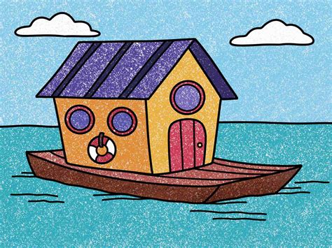 How to Draw a Houseboat - HelloArtsy