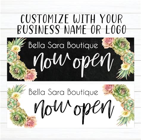 Now Open Banner Now Open Sign Customize With Your Business Name or Logo - Etsy