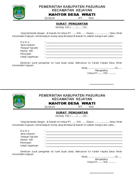 Surat Pengantar RT Dan RW | PDF