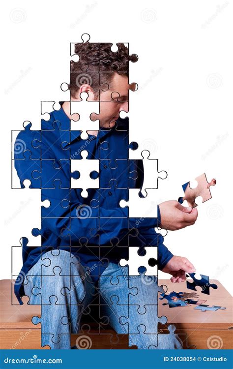 Puzzle boy stock photo. Image of male, connect, happy - 24038054