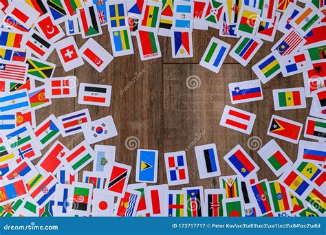 Background for Travelers, World Flags, Brown Background Stock Image ...