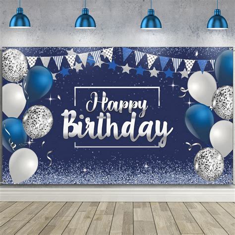 Buy Happy Birthday Decorations Backdrop, Glitter Birthday Backdrop Sign, Happy Birthday Banner ...