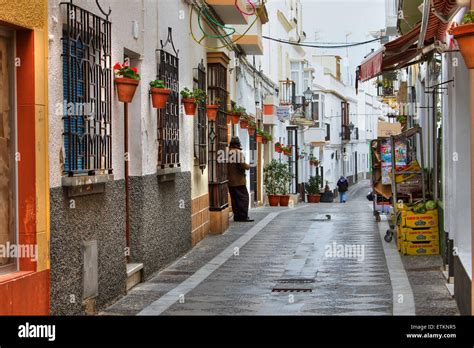 Street view of the narrow streets of Rota, Spain Stock Photo: 84027417 ...