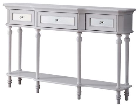 Phoenix White Wood Console Table With 3 Mirrored Drawers - Traditional - Console Tables - by ...