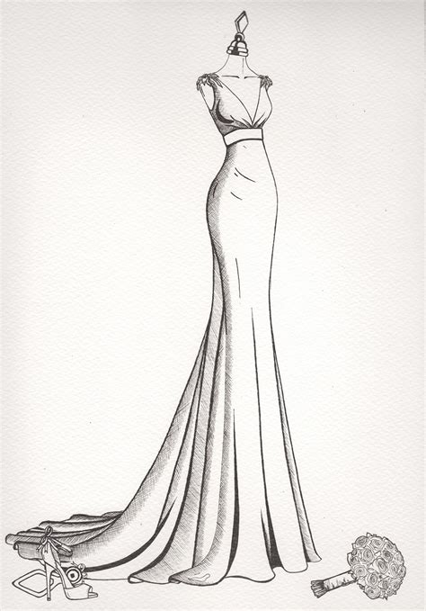 Wedding Dress Sketch - Wedding Dress Ink