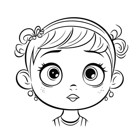 Cartoon Girl Face Coloring Pages Outline Sketch Drawing Vector, Car Drawing, Cartoon Drawing ...