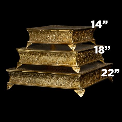 Decostar™ Gold Aluminum Square Cake Stand - 14