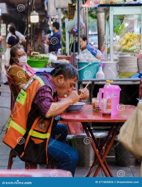 Bangkok Ratchawat Thailand People Eating Thai Food in the Evening at ...