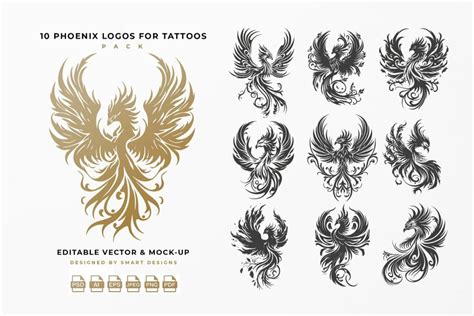 Phoenix Logos for Tattoos Pack x10 – MasterBundles