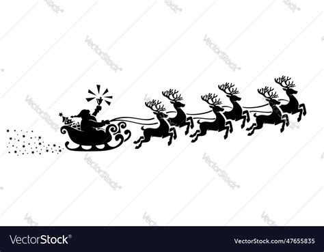 Santa claus in sleigh with reindeer Royalty Free Vector