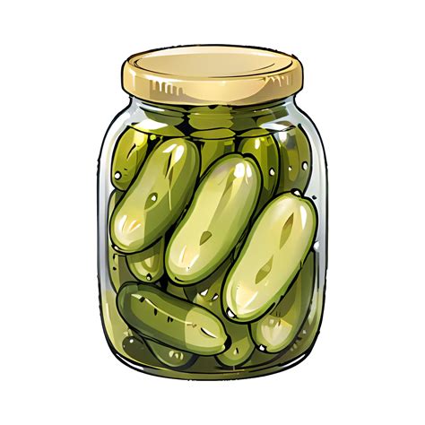 Pickle Jar Hand Drawn Cartoon Style Illustration AI Generated 32187496 PNG