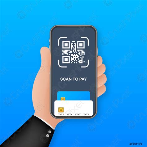 Scan to pay Smartphone to scan QR code on paper - stock vector | Crushpixel