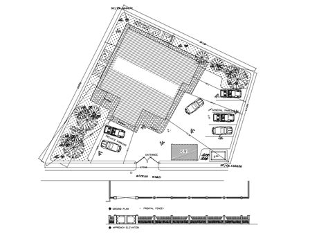 Site layout plan of residential building with detail dimension in dwg file - Cadbull