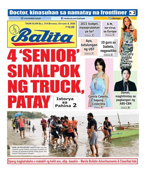 Balita-October 9, 2020 Newspaper - Get your Digital Subscription