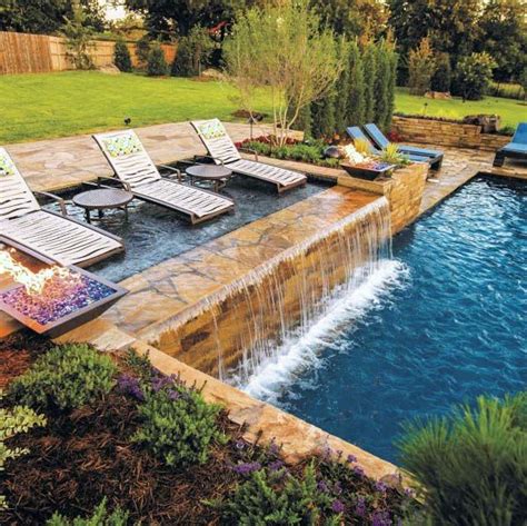 Relaxing and Beautiful Pool Waterfall Ideas | Pool waterfall, Swimming ...