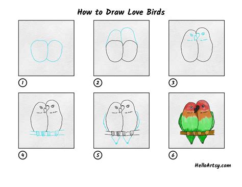 How to Draw Love Birds - HelloArtsy