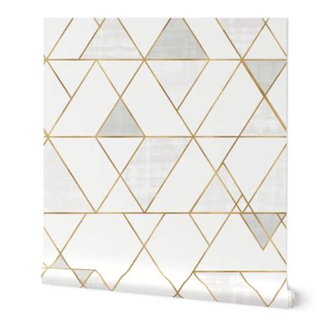 White Gold Geometric Wallpaper