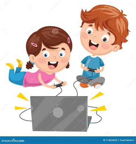 Vector Illustration of Kids Playing Video Game Stock Vector ...