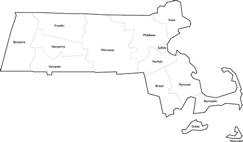 Massachusetts Counties Map | Color 2018