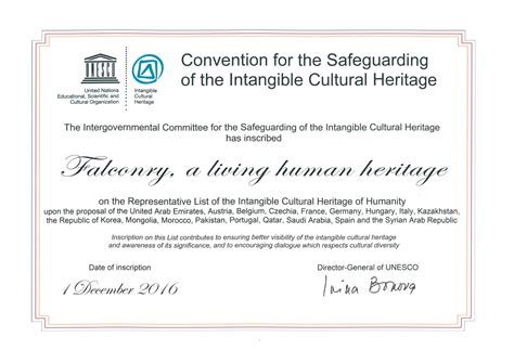 UNESCO Certificate[14842]-1 | International Association for Falconry and Conservation of Birds ...