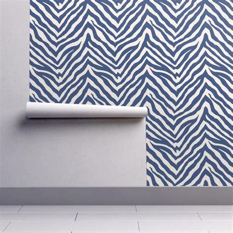 Blue Zebra Stripes Wallpaper Zebra In Blue By | Etsy | Zebra striped wallpaper, Self adhesive ...