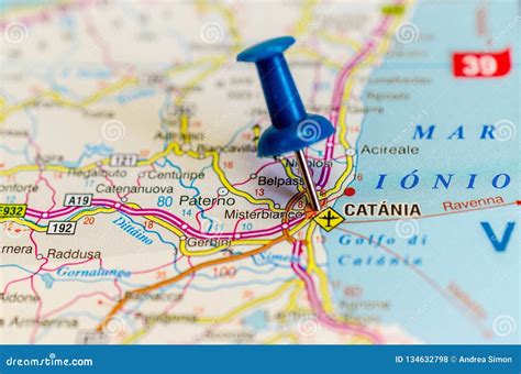 Catania on map stock photo. Image of coast, geographical - 134632798