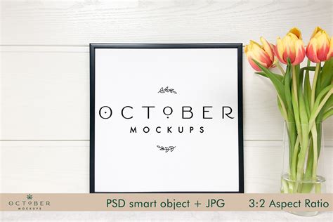 Mockup Square Frame Black | Wall Art Mockup Graphic by octobermockups · Creative Fabrica