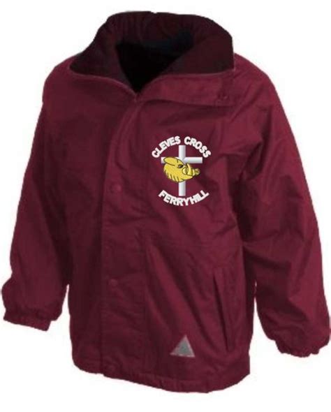 Burgundy Result Stormproof Coat - Embroidered with Cleves Cross Primary School logo