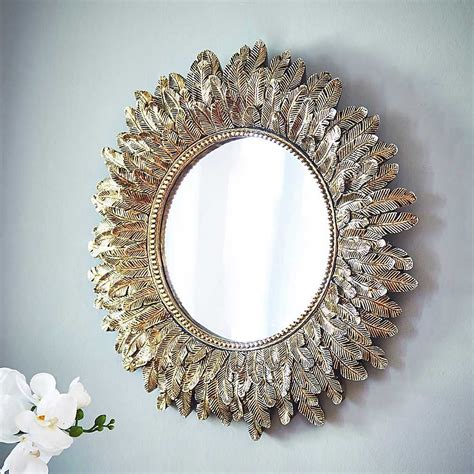 Gold Tone Round Wall Mirror | Round wall mirror, Mirror wall, Mirror design wall