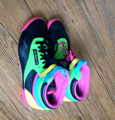 Vintage Reebok Freestyle High Top Leather Sneakers Neon