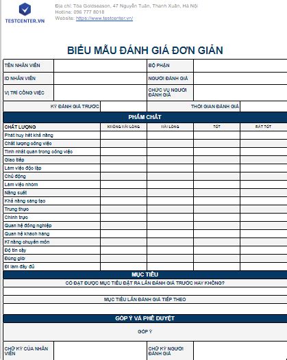 9 form đánh giá nhân viên dành cho doanh nghiệp - Testcenter