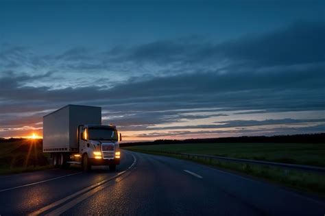 Premium Photo | An electric truck carries cargo along the road