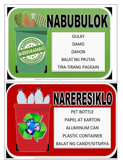 LAMINATED WASTE/GARBAGE SEGREGATION SIGNAGES (4 PCS - half the size of ...