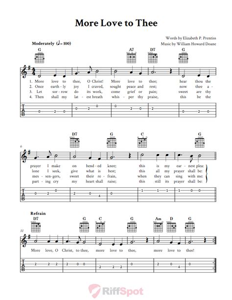 More Love To Thee - Easy Guitar Sheet Music and Tab with Chords and Lyrics