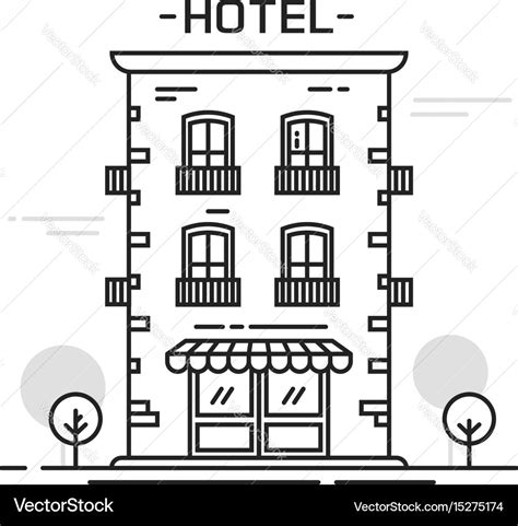 Hotel building line outline cartoon style Vector Image