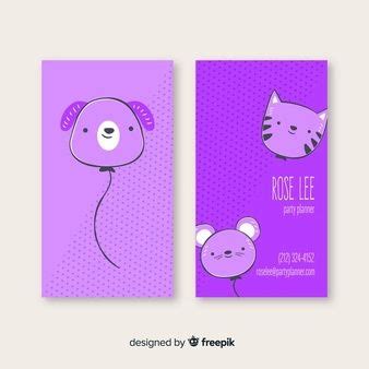 Vetor Grátis | Modelo de cartão de mão desenhada kawaii Free Business Card Templates, Business ...