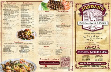 Jordan's Restaurant & Pizza menu in Norwalk, Connecticut, USA