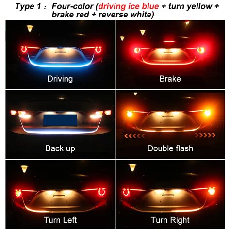 Car Rear Trunk Tail LED Strip Lighting Light Dynamic Streamer Warning ...