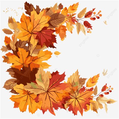 Fall Leaves Border Vector, Sticker Clipart Autumn Wreath With Autumn Leaves On A White ...