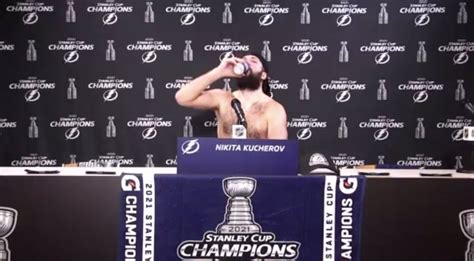 Nikita Kucherov shows up to the post-game media interview shirtless. ・ popular.pics ・ Viewer for ...