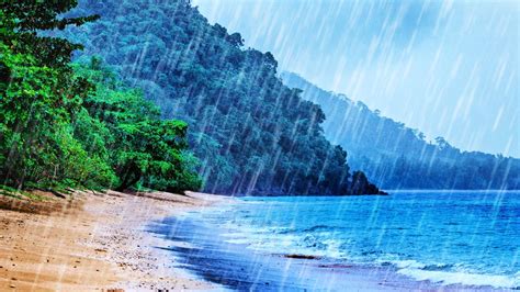 Rain on Beach White Noise | Tropical Rainstorm & Ocean Waves Sounds for Sleep, Studying ...
