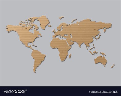 World map brown cardboard Royalty Free Vector Image