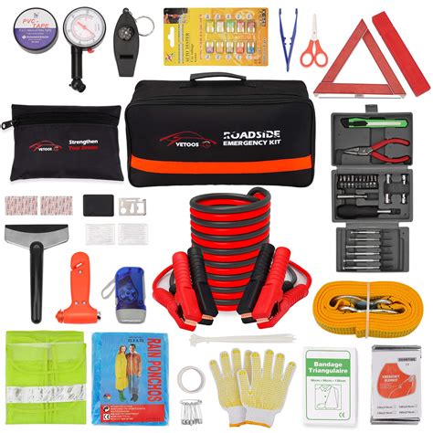 Buy Vetoos Roadside Emergency Car Kit with Jumper Cables, Auto Vehicle ...