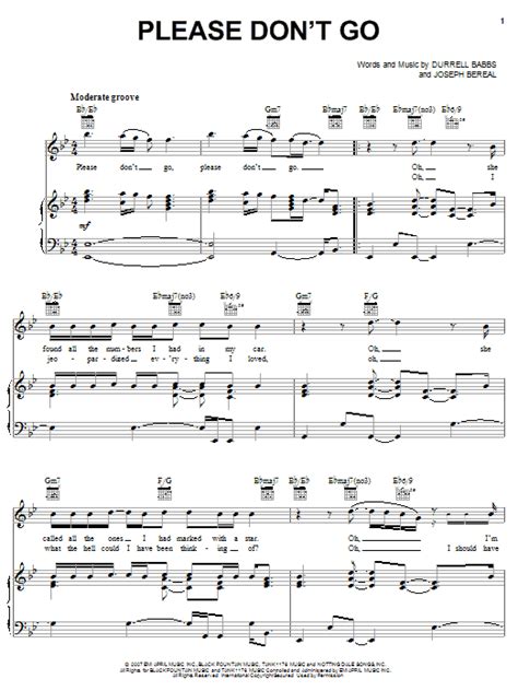 Please Don't Go sheet music by Tank (Piano, Vocal & Guitar (Right-Hand ...