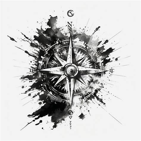 Compass Tattoo Design White Background PNG File Download High Resolution - Etsy